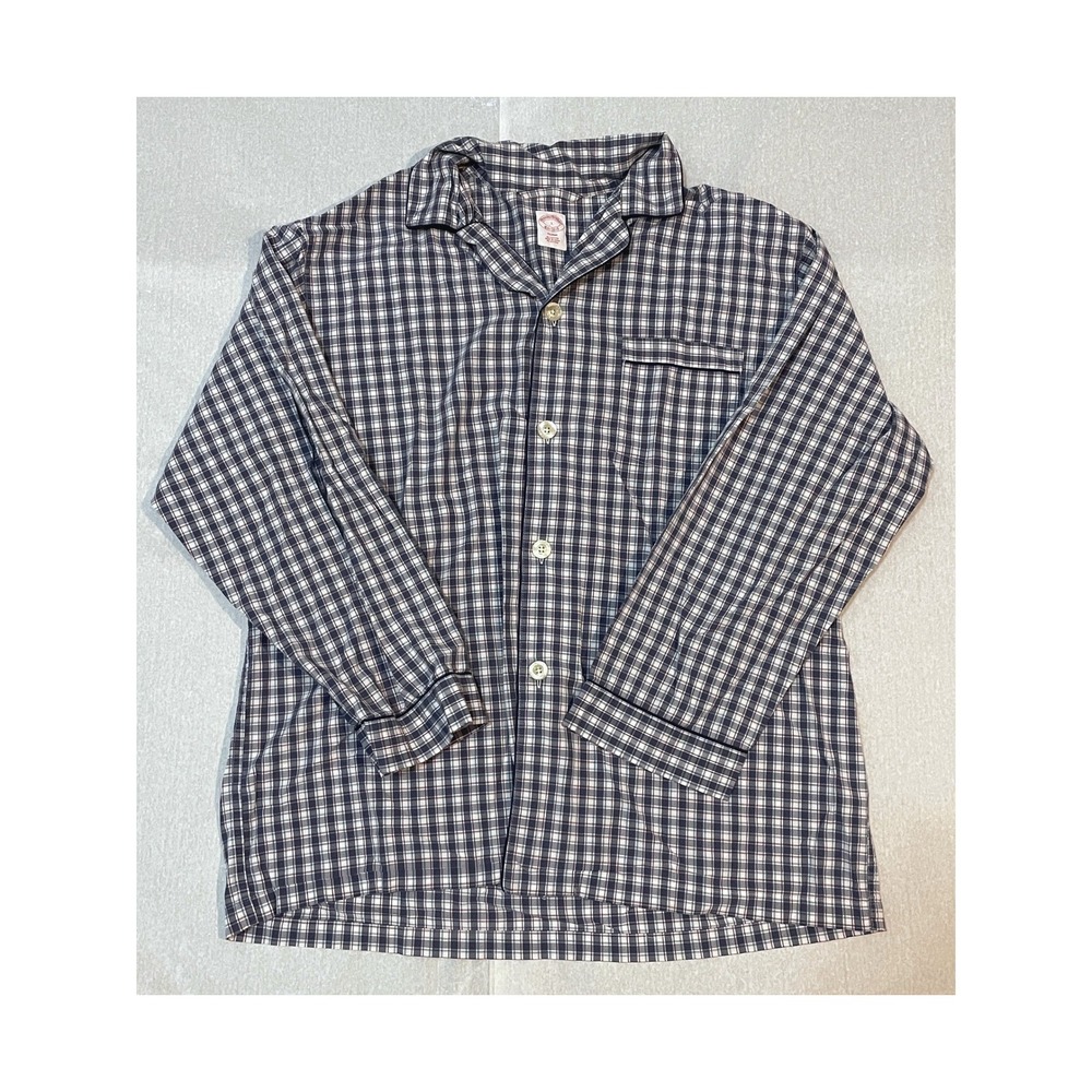 Brooks Brothers Blue Red Flannel Plaid Mens Cotton Pajama Shirt L